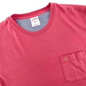 Brooks Brothers Mens T Shirt Medium Pink Pocket Crew Neck Casual Tee